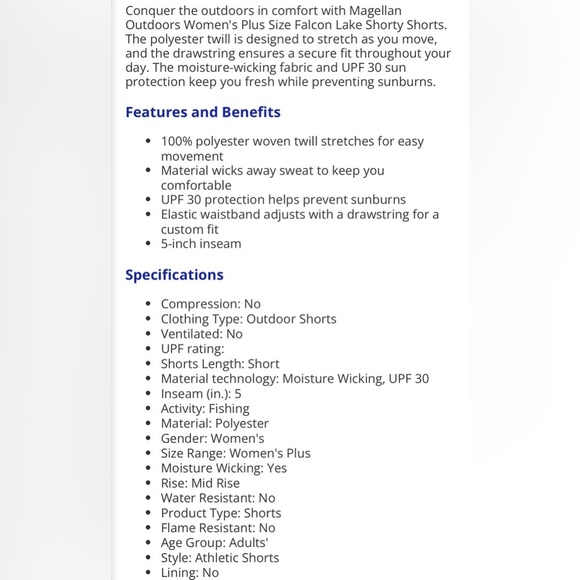 Women’s Magellan Outdoors Falcon Lake Shorty Hiking Shorts Plus Size 2X - Picture 16 of 16